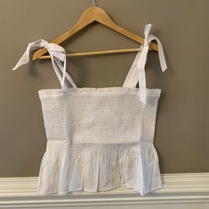 JCrew NWT L Bow Tie Strap Tank Top White (not sheer)